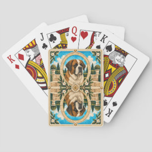St. Bernhard, Vintage Wasserfarben-Hundekunst Spielkarten