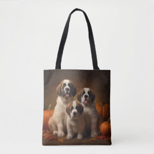 St. Bernhard Welpe Herbstfreude Kürbis