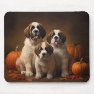 St. Bernhard Welpe Herbstfreude Kürbis Mousepad