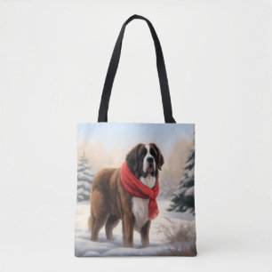 St. Bernhardshund im Schnee Weihnachten