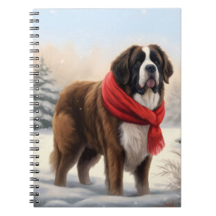 St. Bernhardshund im Schnee Weihnachten Notizblock
