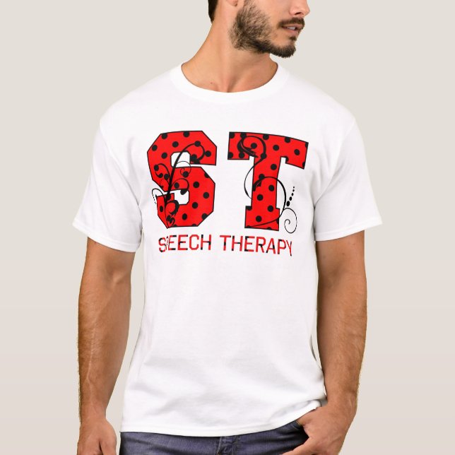 St. beschriftet die roten und schwarzen Tupfen T-Shirt (Vorderseite)