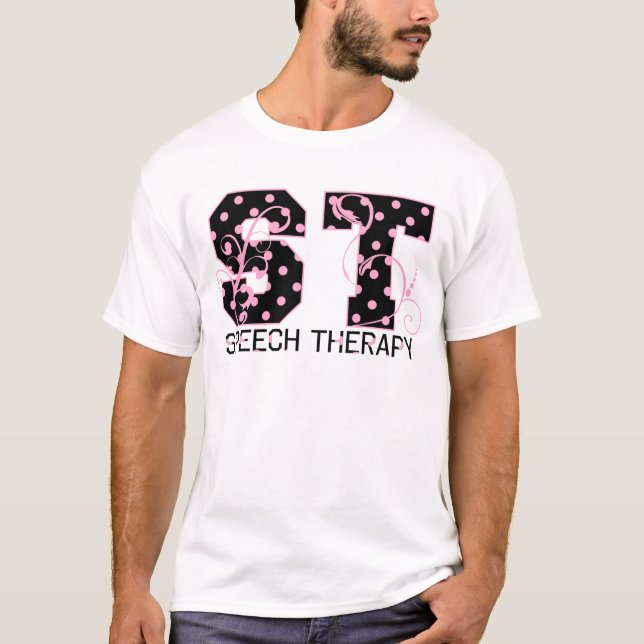 St. beschriftet die schwarzen und rosa Tupfen T-Shirt (Vorderseite)