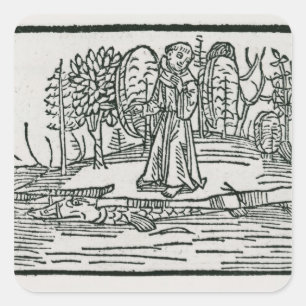 St. Brendan auf der Fischinsel Quadratischer Aufkleber