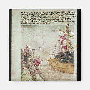 St. Brendan in seinem Schiff Magnet