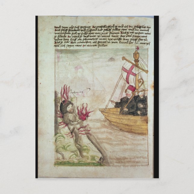 St. Brendan in seinem Schiff Postkarte (Vorderseite)