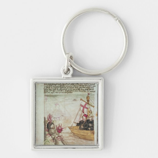 St. Brendan in seinem Schiff Schlüsselanhänger (Vorne)