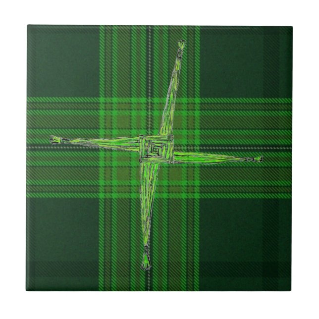 St. Bridgid s quere grüne Tartan-Fliese Fliese (Vorderseite)