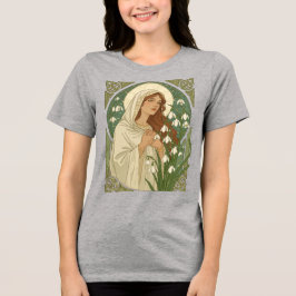 St Brigid Art Nouveau Heiligenschein und Schneeglö Tri-Blend Shirt