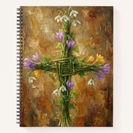St Brigid Cross Green Rushes Crocus Imbolc Art Notizbuch