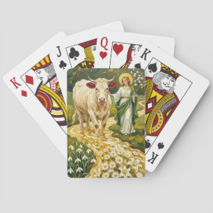 St. Brigid & Die Weiße Kuh (Imbolc) Spielkarten