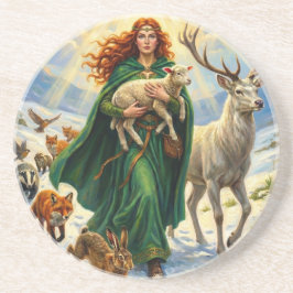 St. Brigid Frühlingsgöttin Waldtiere Imbolc Getränkeuntersetzer