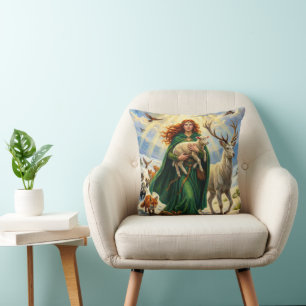 St Brigid Frühlingsgöttin Waldtiere Imbolc Kissen