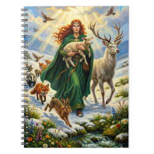 St. Brigid Frühlingsgöttin Waldtiere Imbolc Notizblock