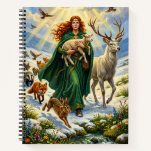 St. Brigid Frühlingsgöttin Waldtiere Imbolc Notizbuch