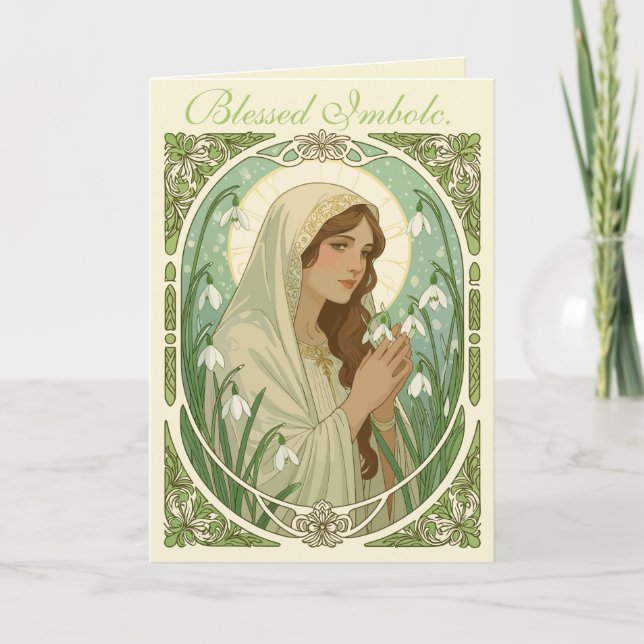 St Brigid Holding Snowdrops at Imbolc Karte (Vorderseite)