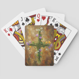St Brigid Kreuz Grüne Binsen Krokus Imbolc Kunst Spielkarten