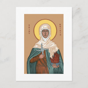 St Brigid mit Heiligem Feuer und Kreuz Postkarte