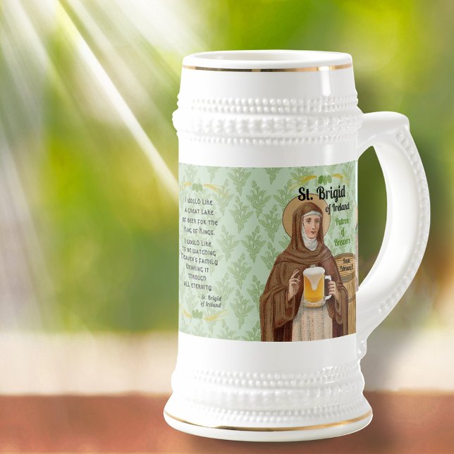 St. Brigid of Ireland and Her Barrel of Beer Bierglas (Von Creator hochgeladen)