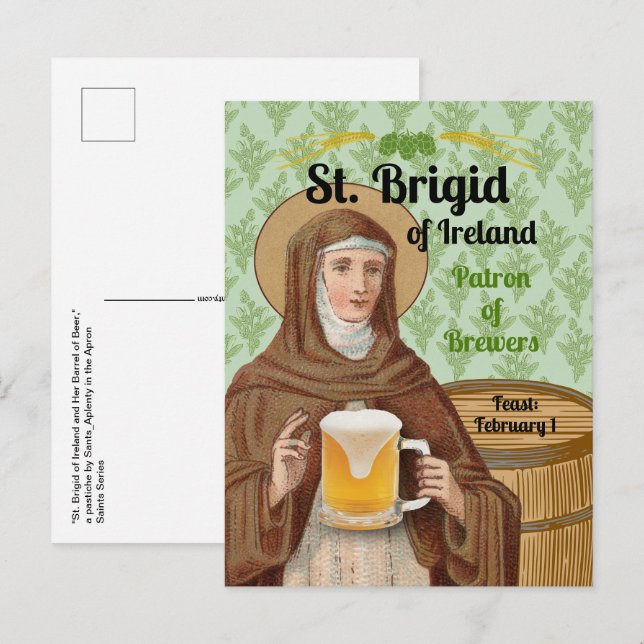 St. Brigid of Ireland and Her Barrel of Beer Postkarte (Vorne/Hinten)