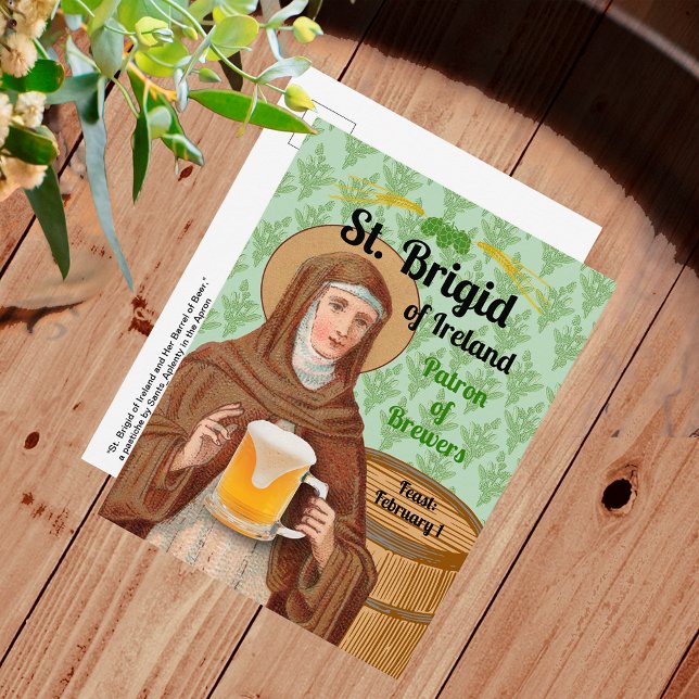 St. Brigid of Ireland and Her Barrel of Beer Postkarte (Von Creator hochgeladen)