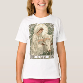 St Brigid Patroness Saint Of Ireland With White Co T-Shirt