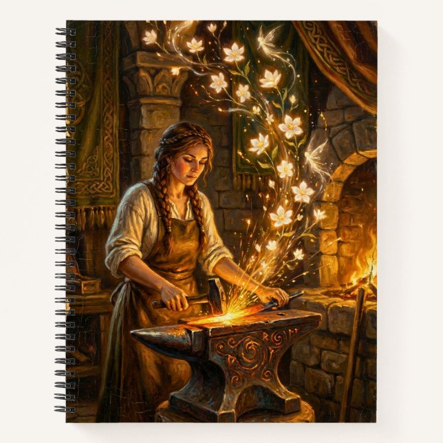 St. Brigid Schmiedefeen Blumen Fantasy-Kunst Notizbuch (Vorderseite)