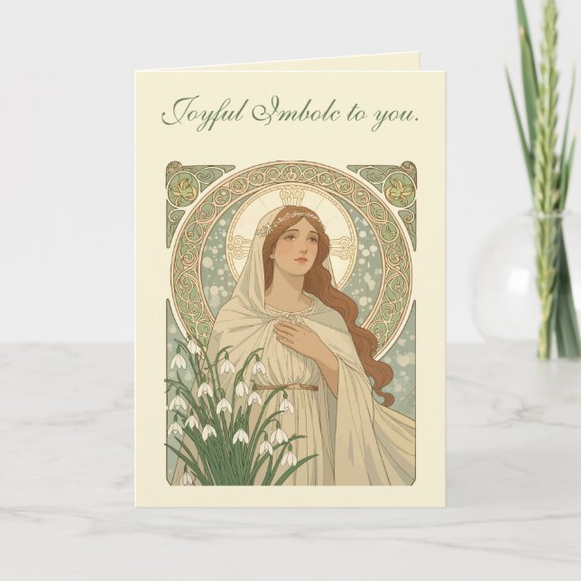 St. Brigid und Schneeglöckchen Eine kontemplative  Karte (Vorderseite)