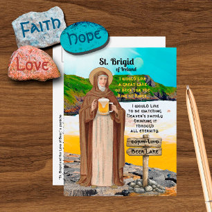 St. Brigid von Irland und ihr Bierlake Postkarte