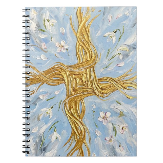 St Brigid's Cross Snowdrops Golden Imbolc Art Notizblock (Vorderseite)