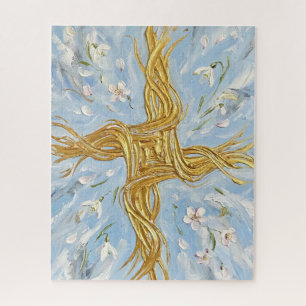 St. Brigids Kreuz Schneeglöckchen Golden Imbolc Ku Puzzle