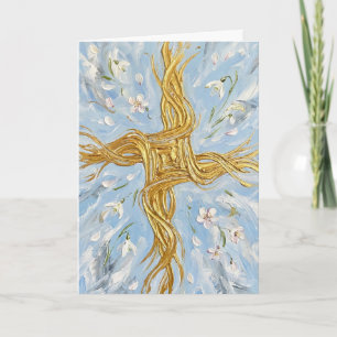St Brigids Kreuz Schneeglöckchen Golden Imbolc Kun Karte