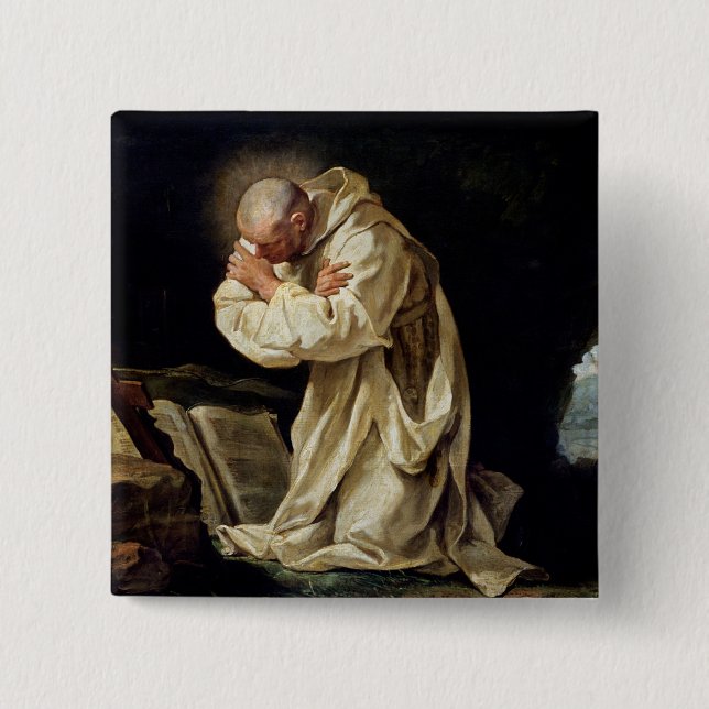 St. Bruno, der in der Wüste, 1763 betet Button (Vorderseite)