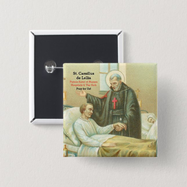 St. Camillus Comforting an Invalid (M 021) Button (Vorne & Hinten)