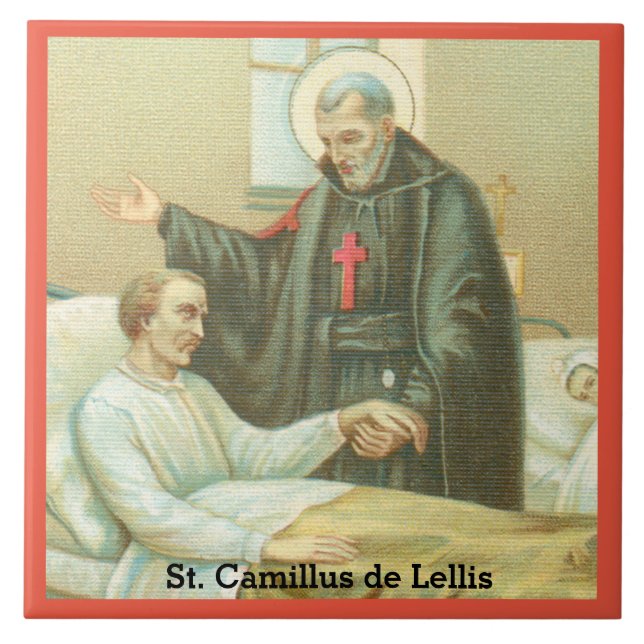 St. Camillus Comforting an Invalid (M 021) Fliese (Vorderseite)
