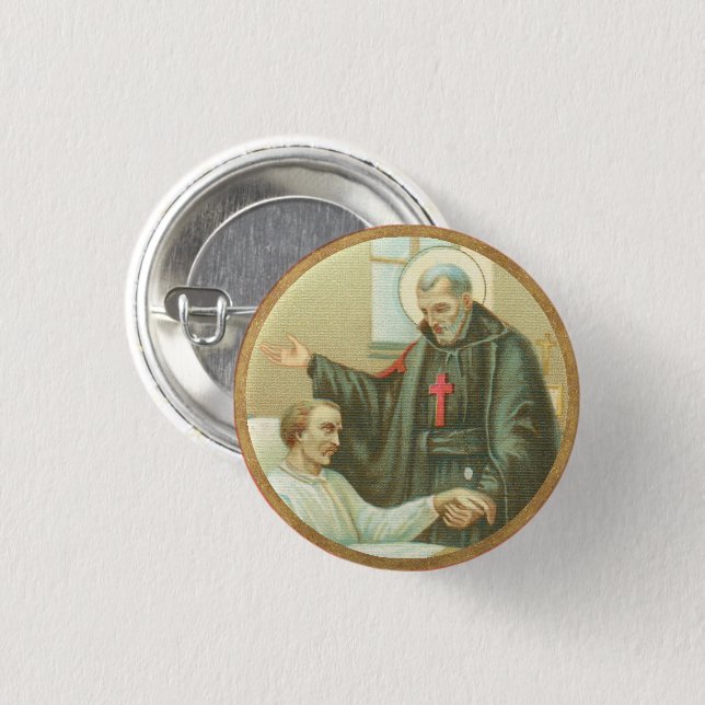 St. Camillus tröstet einen Invaliden (M 021) Button (Vorne & Hinten)