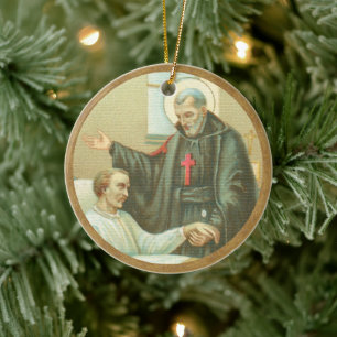 St. Camillus tröstet einen Kranken (M 021) Keramik Ornament