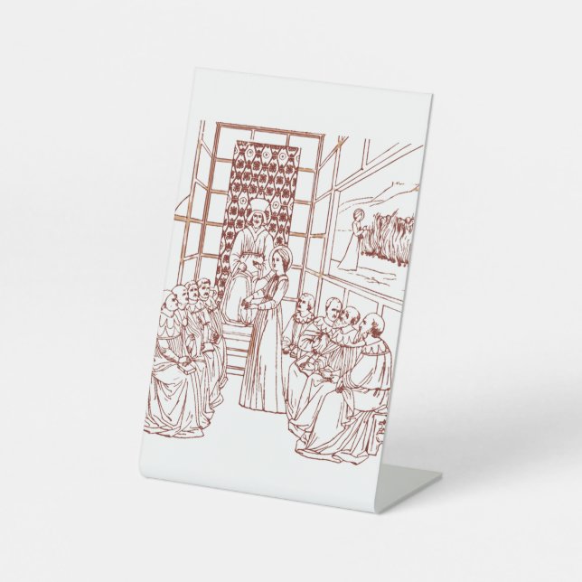 St Catherine Disputing mit Wissenschaftlern von Ma Sockelschild (Vorderseite)