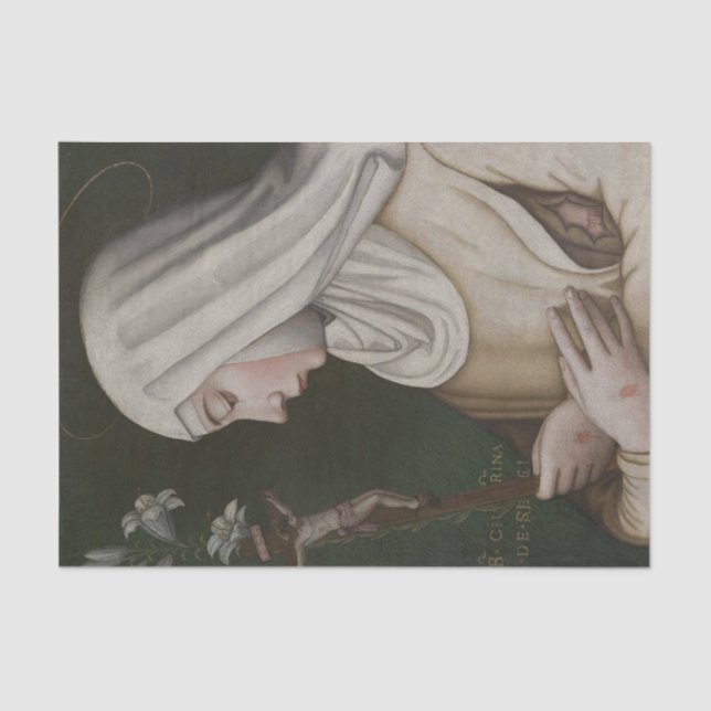 St Catherine mit der Lily von Plautilla Nelli Seidenpapier (Vorderseite)