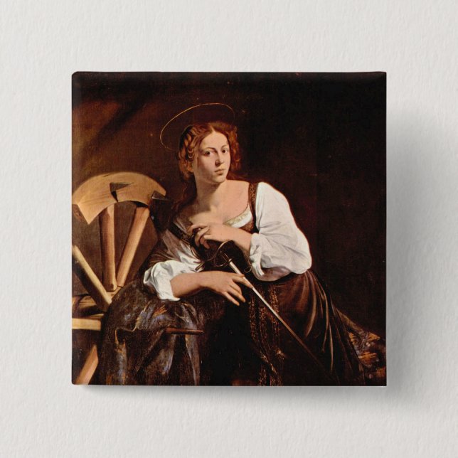 St. Catherine von Alexandria durch Caravaggio Button (Vorderseite)