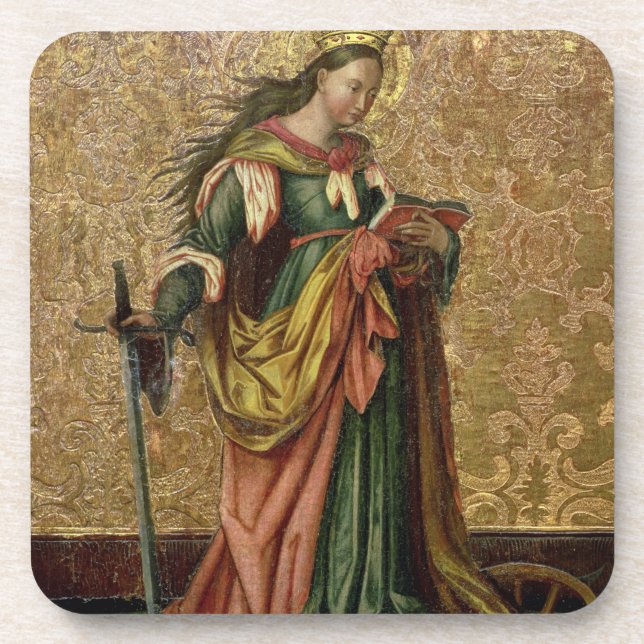St. Catherine von Alexandria (Öl auf Platte) 2 Getränkeuntersetzer (Vorderseite)