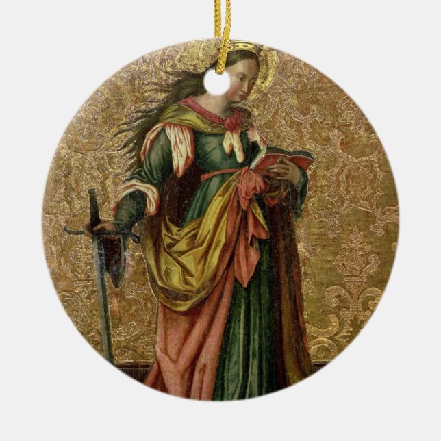 St. Catherine von Alexandria (Öl auf Platte) 2 Keramikornament (Vorne)