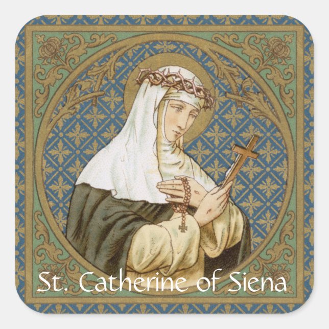 St. Catherine von Siena (19 BK) Quadratischer Aufkleber (Vorderseite)
