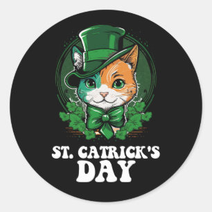 St Catricks Day Cat Lovers St Patrick's Day Runder Aufkleber