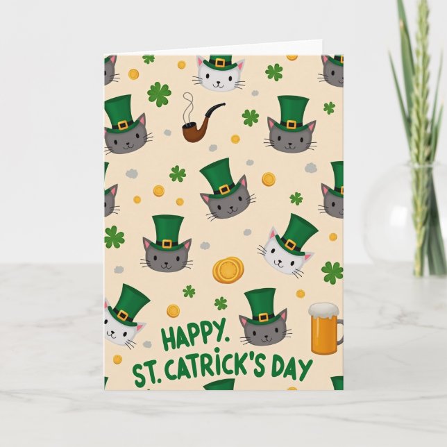 St. Catricks Day Katzen-Gesichter Karte (Vorderseite)