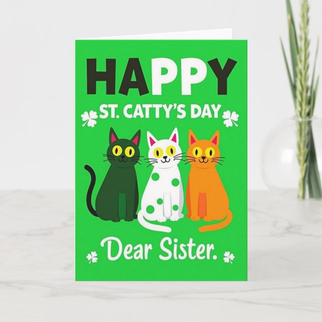 St Cattys Cats Schwester Fun Karte (Vorderseite)