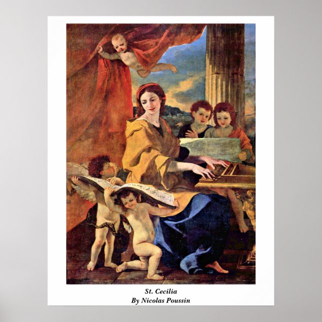 St. Cecilia By Nicolas Poussin Poster (Vorne)