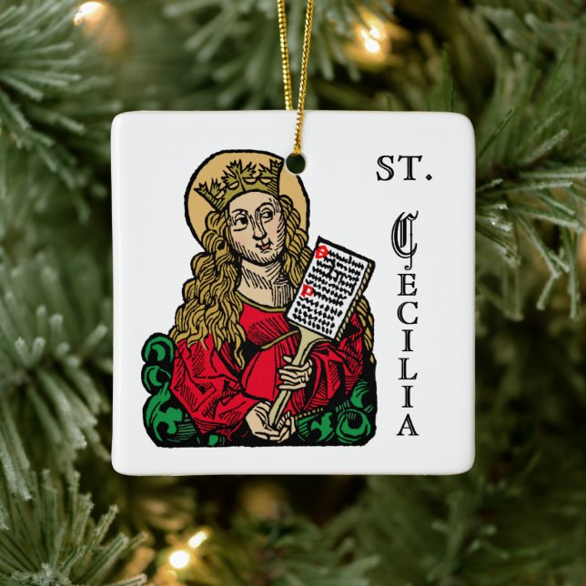 St. Cecilia mit Hymn Board (Nürnberg) Keramikornament (Baum)