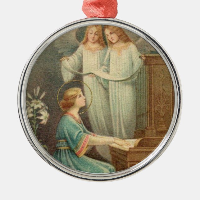 St- Ceciliagönnerin der Musiker Silbernes Ornament (Vorne)
