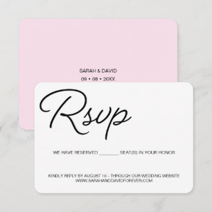 St chic schwarze und rosa RSVP Hochzeit reserviert Karte